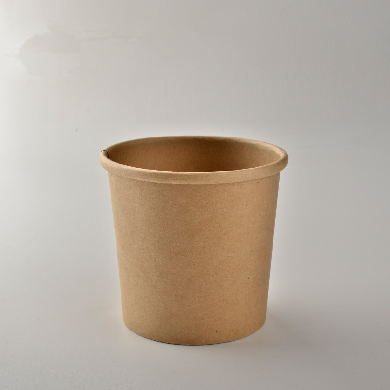 50 stücke Kraft papier runde suppe schüssel suppe eimer einweg mittagessen Kasten zum mitnehmen Snack lebensmittel obst salat verpackung tassen: nur Tasse / 12oz 50Stck