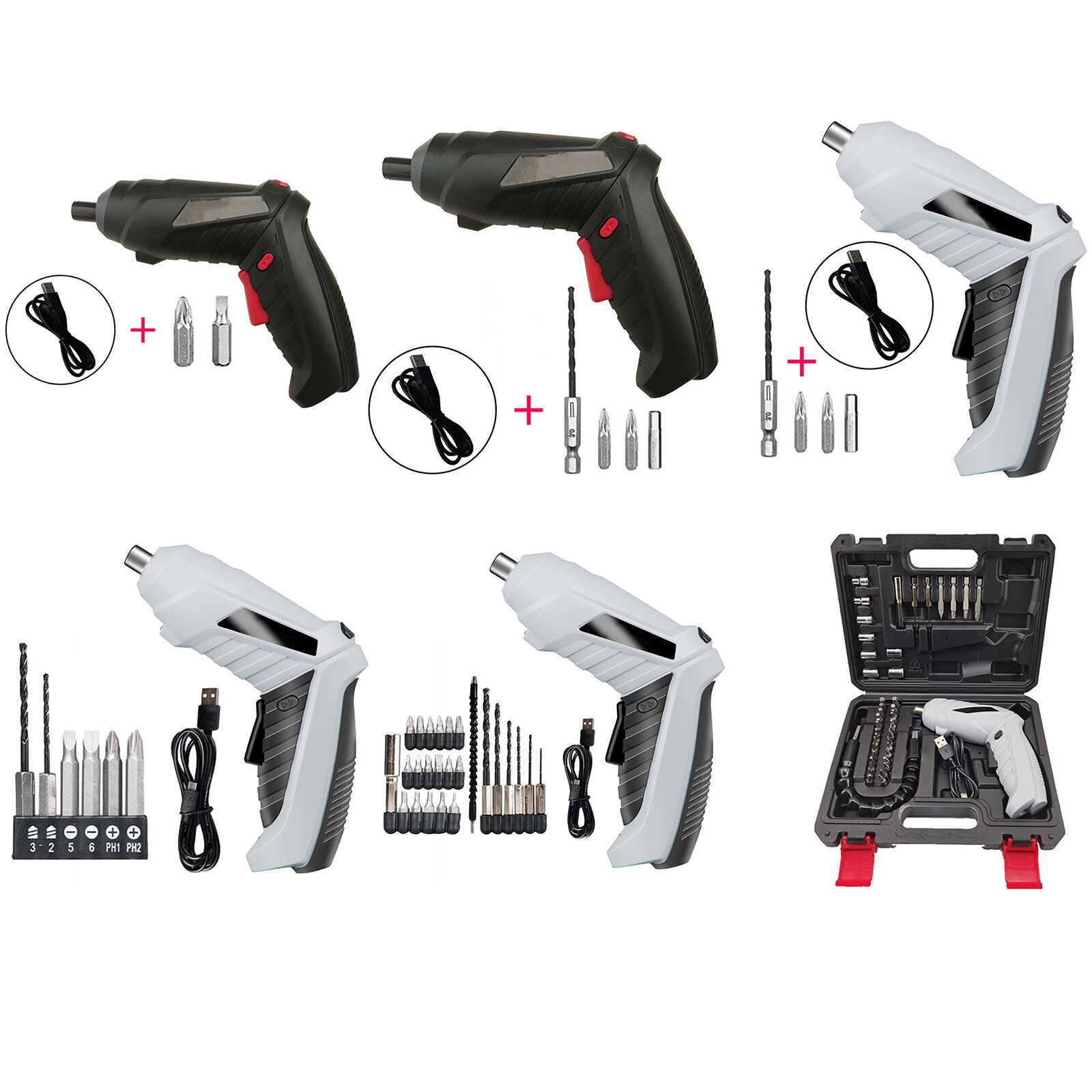 Electric Drill Wrench USB Data Cablex Electrical Screwdriver Power Tools Lithium Battery Mini 3.6V Portable Quare Head Adapter