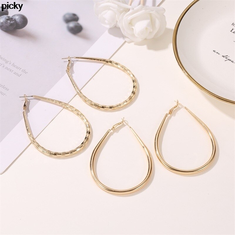 Trendy Grote Cirkel Gouden Oorringen Voor Vrouwen Ronde Oorbellen Ringen Hoops Vrouwen Oor Creolen Sieraden Accessoires