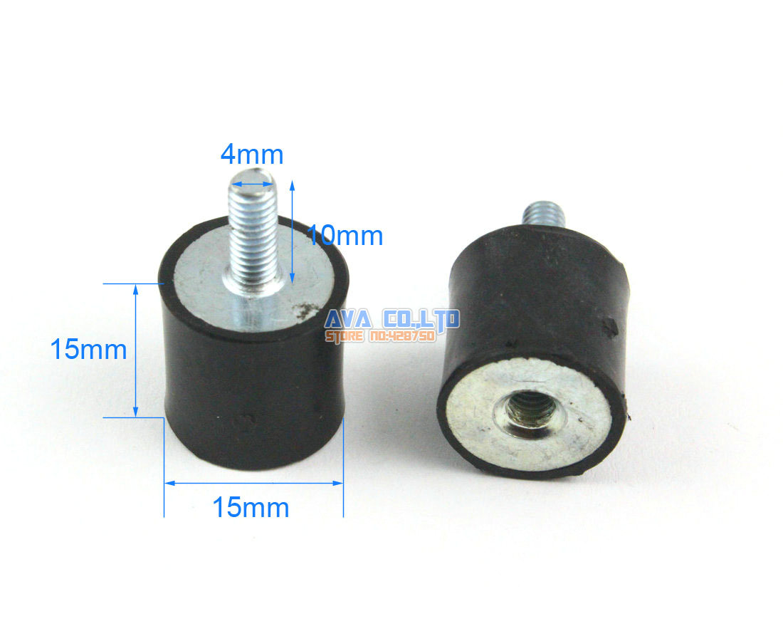 10 Pieces 15*15mm Body M4*10mm Male Female Rubber Anti Vibration Mount Bobbin Isolator