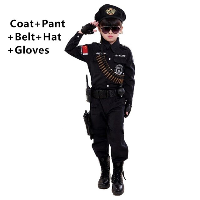 Jongens Politieagenten Kostuums Kinderen Cosplay voor Kinderen Leger Politie Uniform Kleding Set Lange Mouwen Vechten Prestaties Uniformen