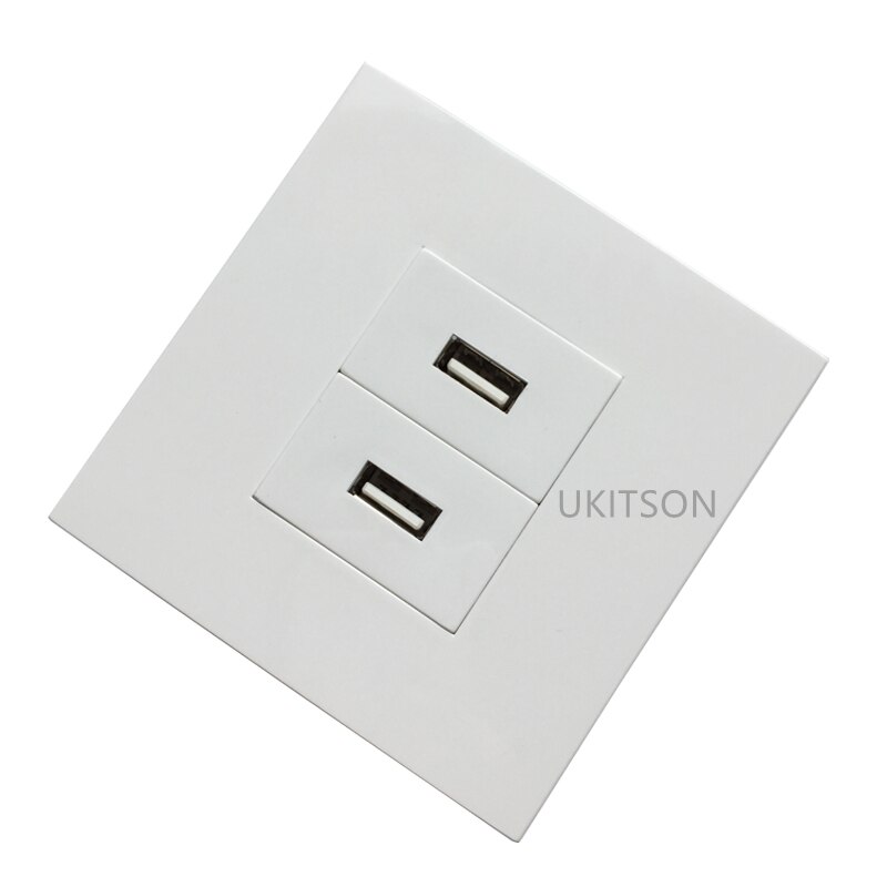 Dual USB2.0 Port Wall Panel Outlet 2 USB Socket Faceplate 86x86mm For Data Transfer