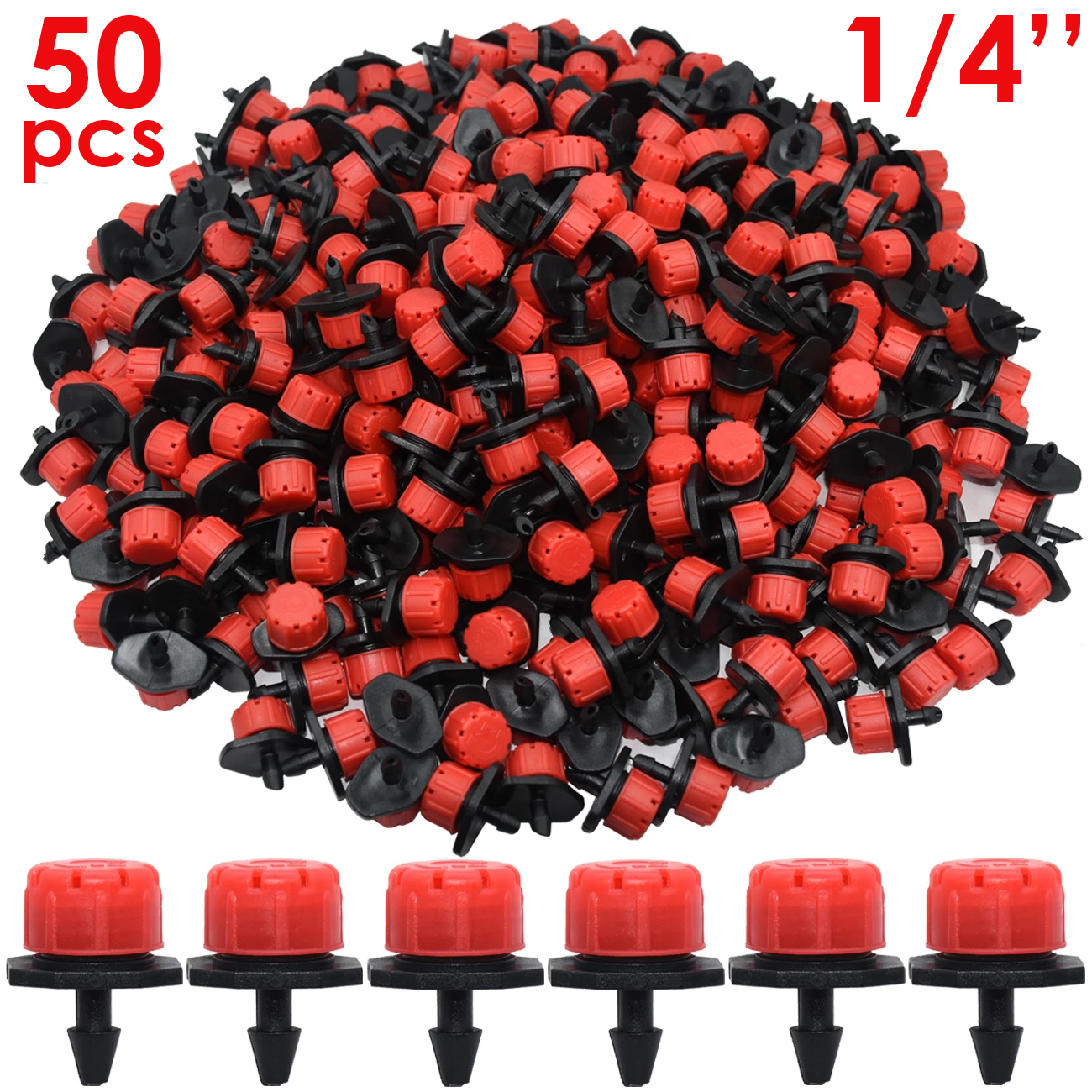 30-500PCS Adjustable 1/4 Irrigation Misting Dripper 360degree Sprinkler Drip Watering Tool 4/7mm Hose Garden Yard Greenhouse: KSL01-002-50