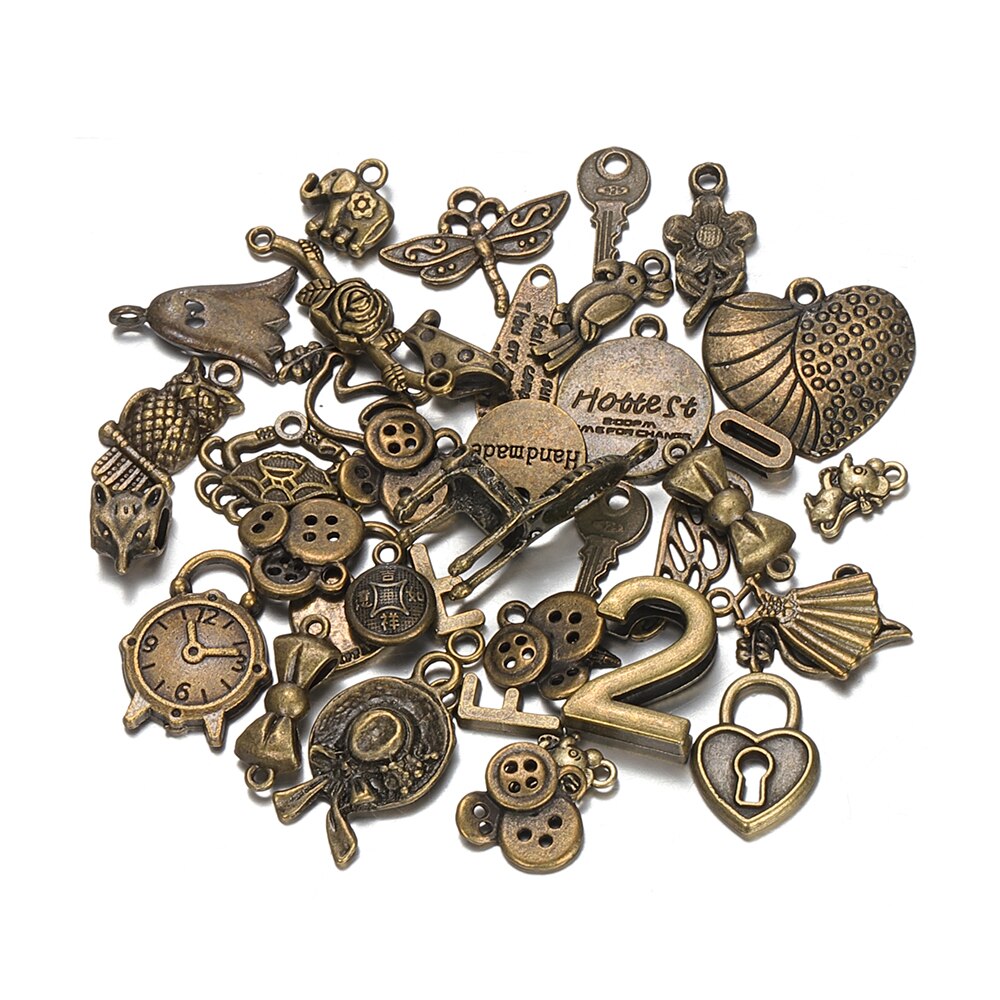 50g 100g Steampunk Mixed Charms Pendants Metal Vintage Bracelets Crafts Necklaces DIY Accessories for Jewelry Making DIY Crafts: Antique Bronze / Weight 100g