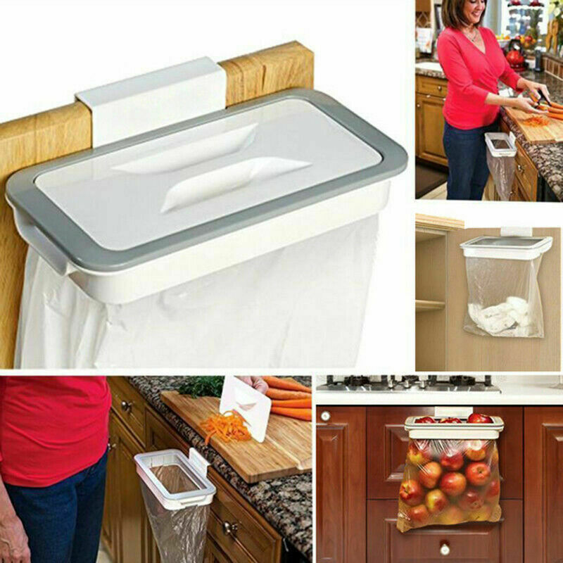 1 pc Kitchen Trash Bag Rack Plastic Cupboard Door Back Trash Garbage Bag Hanging Rubbish Bag Storage Rack