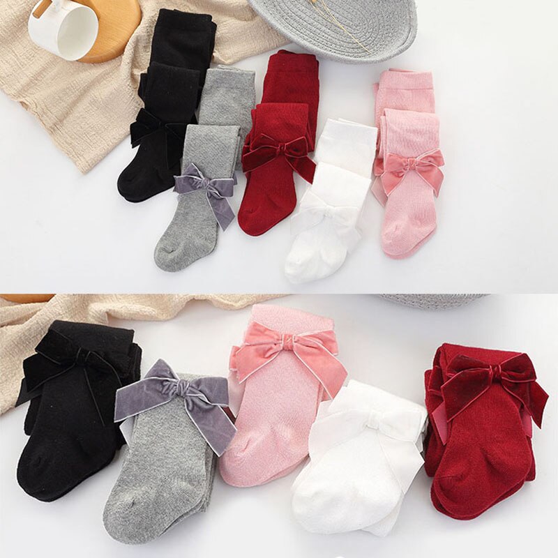 Mallas para niña de 0 a 24 meses, lazos grandes, medias de algodón suave para bebé, invierno y otoño, medias para niña pequeña