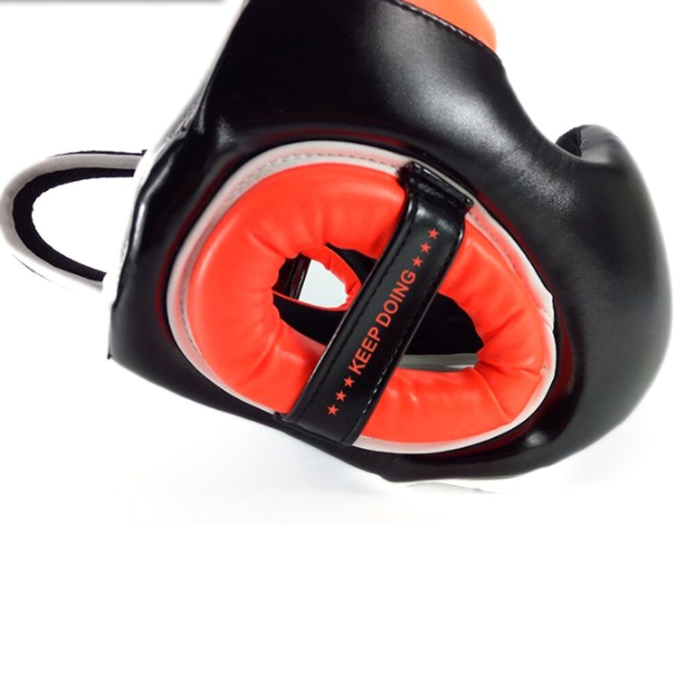 Full-Covered Boxing Helmet Muay Thai PU Leather Training Sparring Boxing Headgear Gym Equipment Taekwondo Head Guard