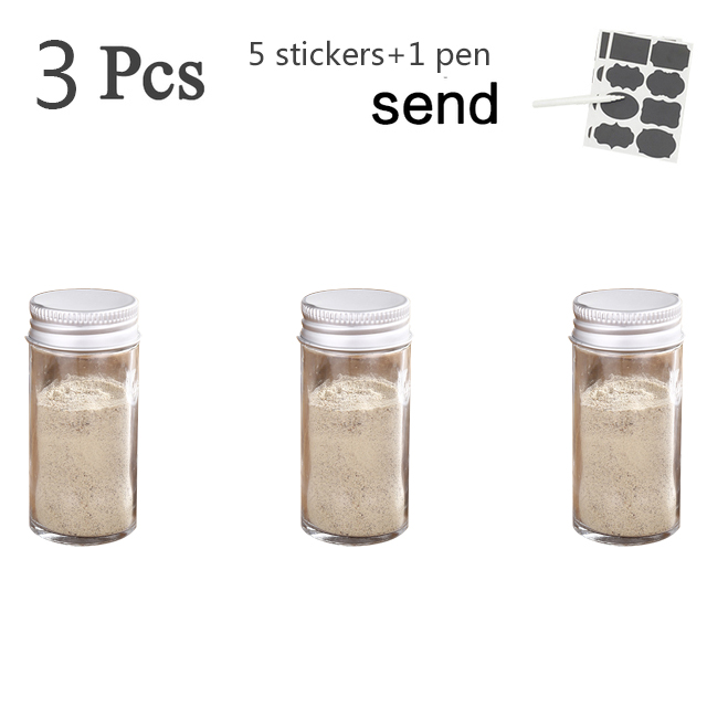 Meerdere Set Kruiden Potten Vierkante Glazen Container Kruiden Fles Keuken Outdoor Camping Kruiden Container Spice Container: 3pcs Round shape