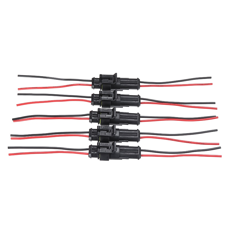 Conectores eléctricos impermeables macho y hembra, dispositivos con cable de 2 pines para coche, motocicletas, patinetes y barcos, 5 pares, 10 unidades