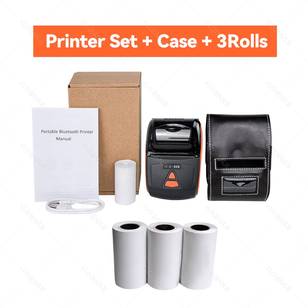 58mm Thermal Receipt Printer Compatible With Android iOS Windows System Bluetooth-Compatable Portable Mini Printer Printing Bill: Add 3 Rolls