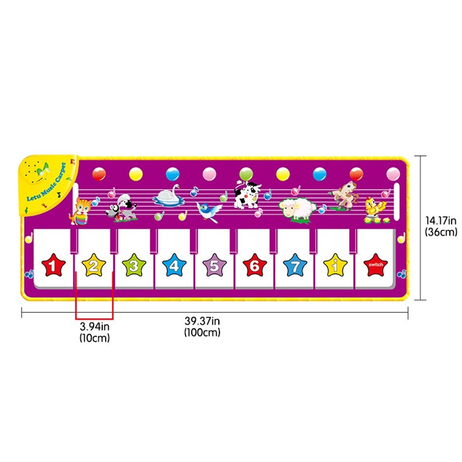 Alfombra de juego de Piano para bebé, Juguete Musical educativo grande para niños, superficie de actividades, desarrollo de suelo, alfombras para gatear para recién nacidos: Musical Mat 02