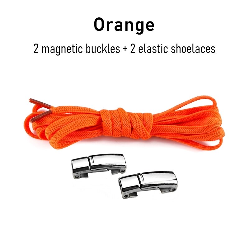 1 para sznurowadła magnetyczne trampki elastyczne sznurówki metalowy zamek leniwe sznurowadła dla dzieci i dorosłych rozmiar uniwersalny but: Orange