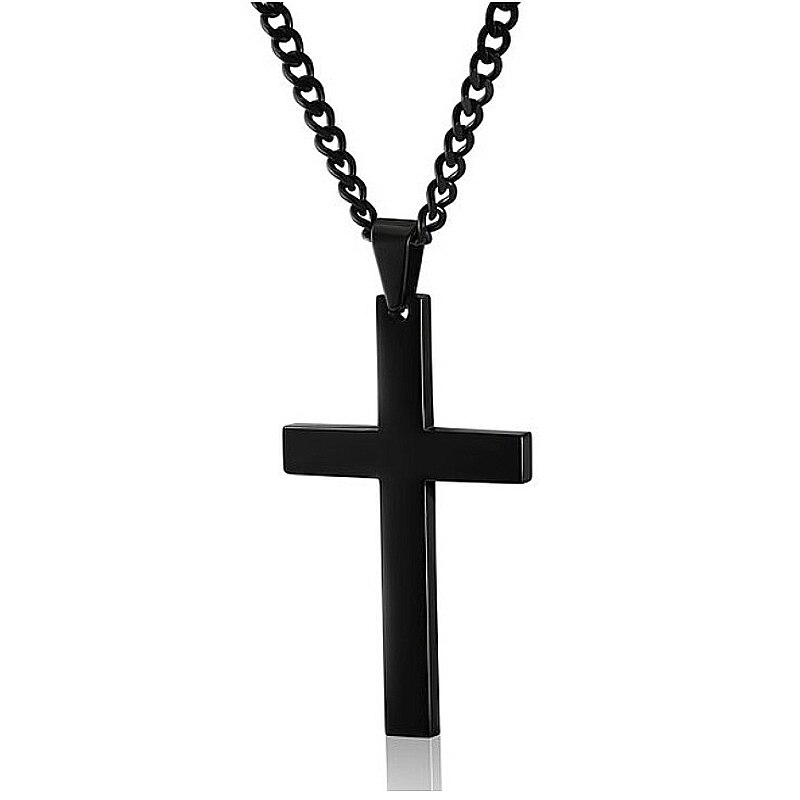 klasyczny srebrny krzyż naszyjnik mężczyźni kobiety religia zawieszki uroki naszyjniki ze stali nierdzewnej stalowy łańcuch choker biżuteria