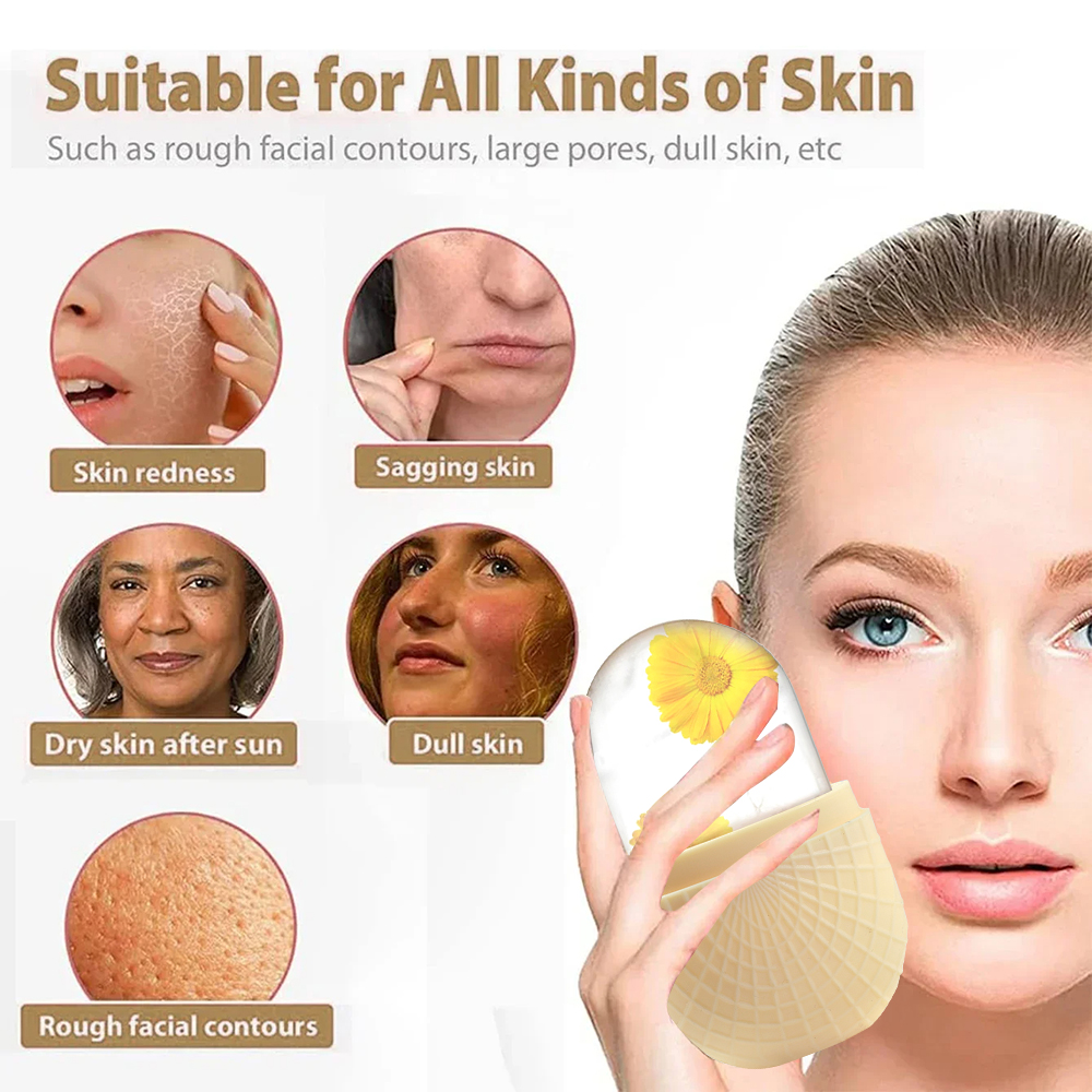 Rodillo de hielo para cara y ojos, molde de hielo de silicona, rodillo de hielo para enfriar y reafirmar la piel Facial, herramienta de cuidado Facial reutilizable a prueba de fugas