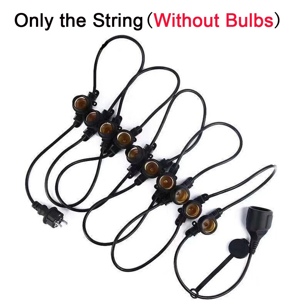 Waterproof 5M 10M LED Bulbs String Lights Indoor Outdoor Commercial Grade E27 Street Garden Backyard String Lighting: Only the String / 10M 10LEDs / UK plug