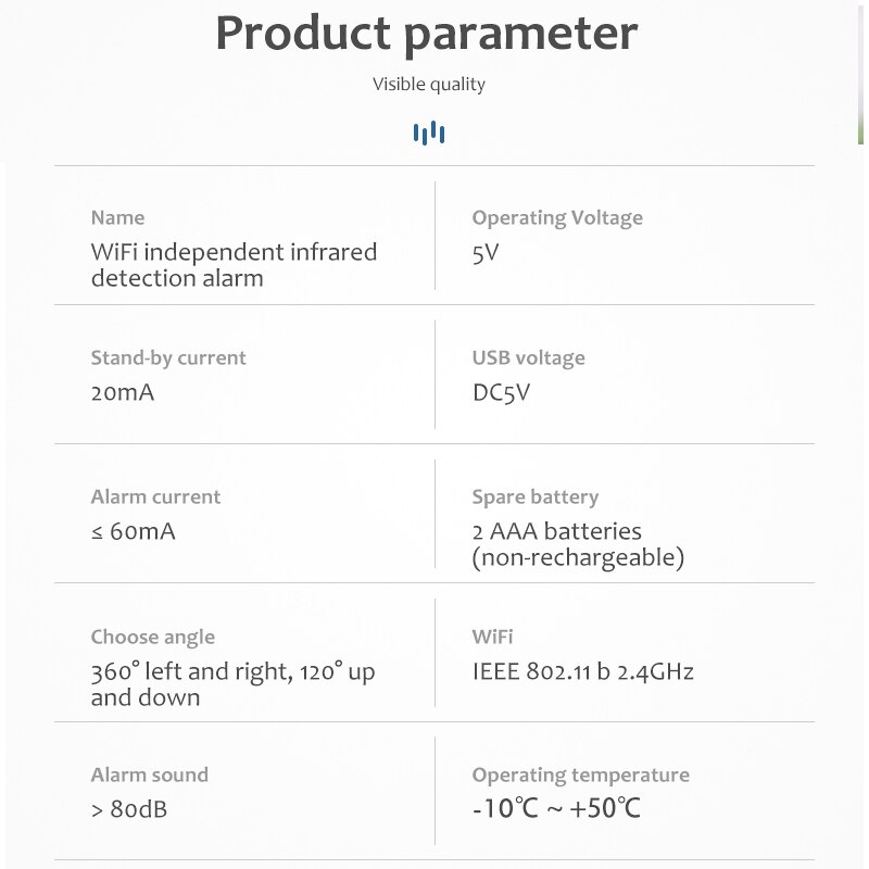 TUYA Wifi PIR sensore di movimento allarme cicalino incorporato USB/batteria dovuto metodi di alimentazione per automazione domestica sistema di allarme domestico