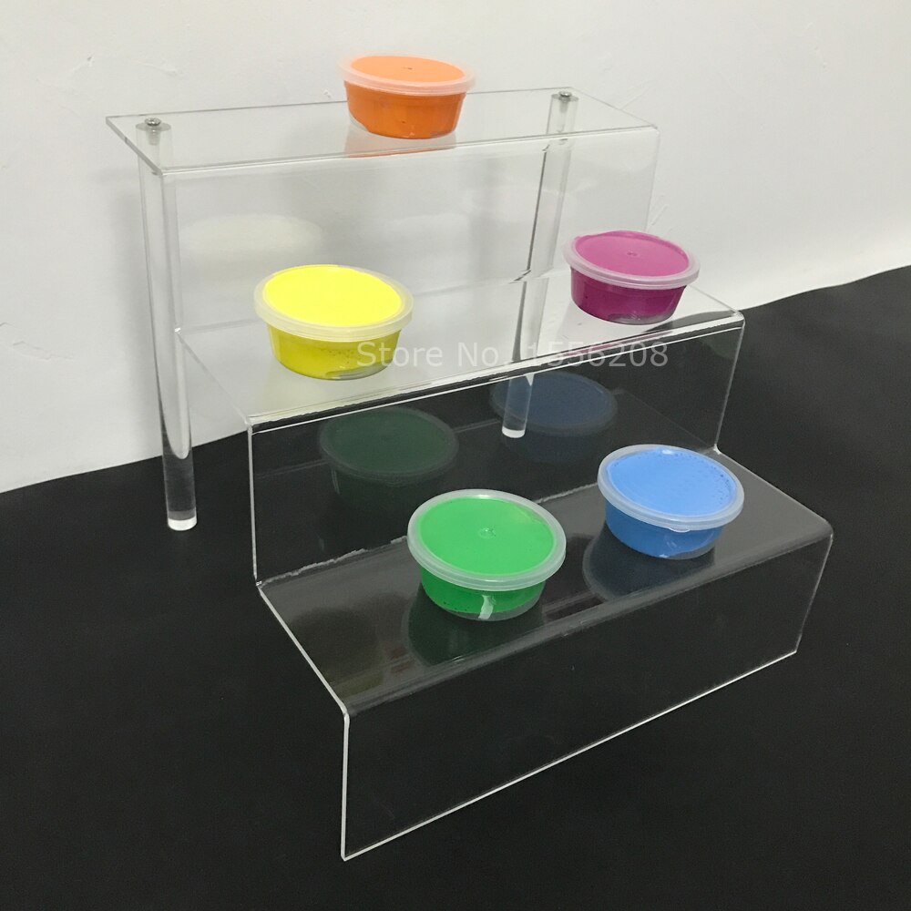 Clear Acryl Dessert Plank Plexiglas Cupcake Stand 3 Tier Display Riser Rack Met Perspex Staaf 75mm Diepte Elke Tier