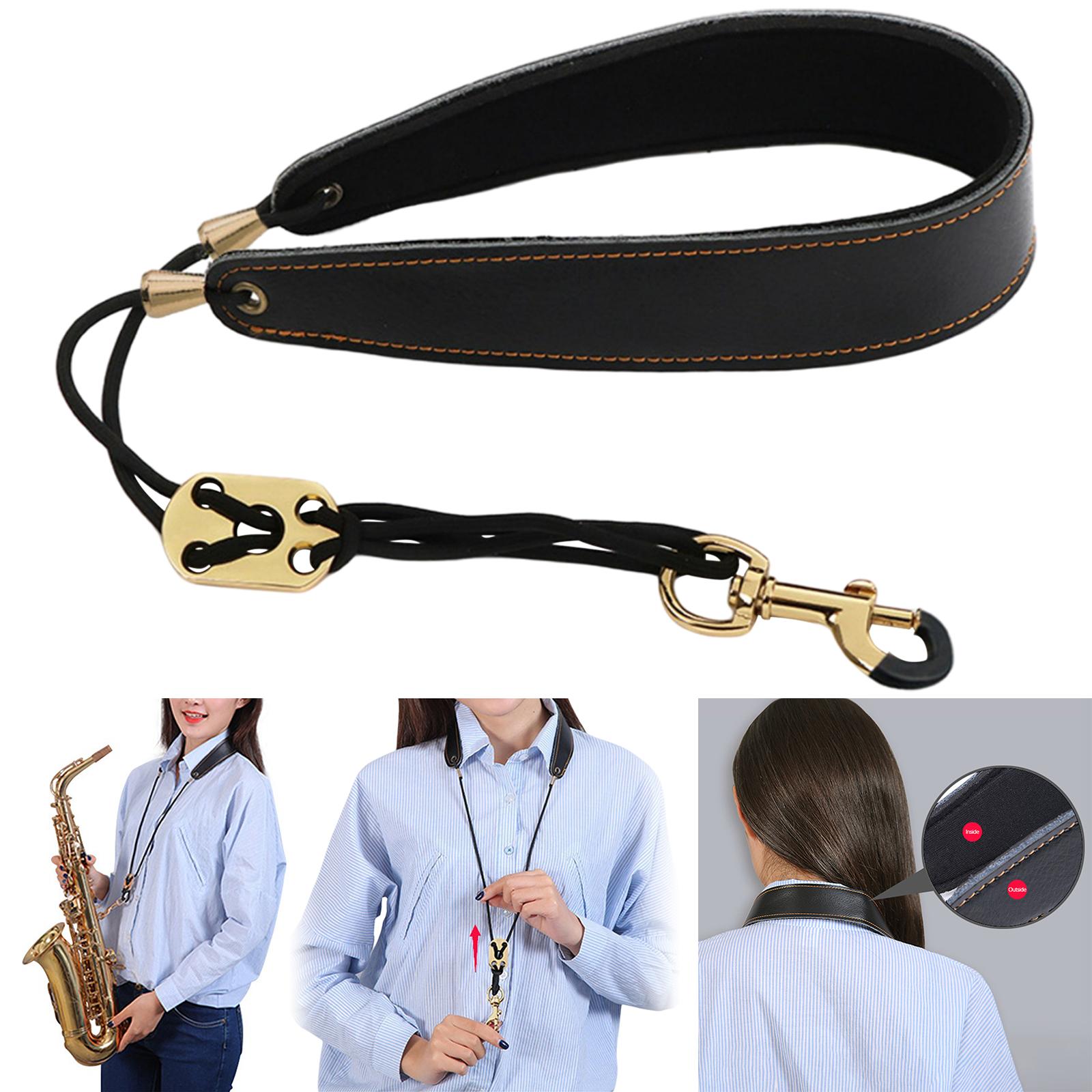 Leather Sax Neck Strap Verstelbare Lengte Metalen Haak Voor Saxofoon Altsaxofoon