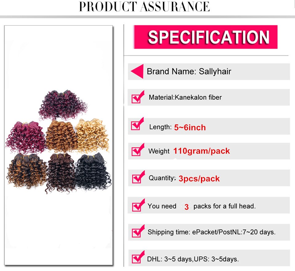 Extensiones de Cabello sintético salyhair Afro rizado de ganchillo, tejido de pelo rizado de Color marrón de alta temperatura, 3 unidades por lote