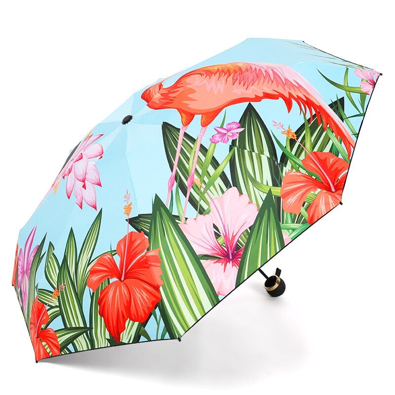 Palony Vijf Opvouwbare Mini Flamingo Stijl Mode Patroon Uv En Winddicht Reizen Vrouwen En Kinderen Zonnige Regenachtige paraplu
