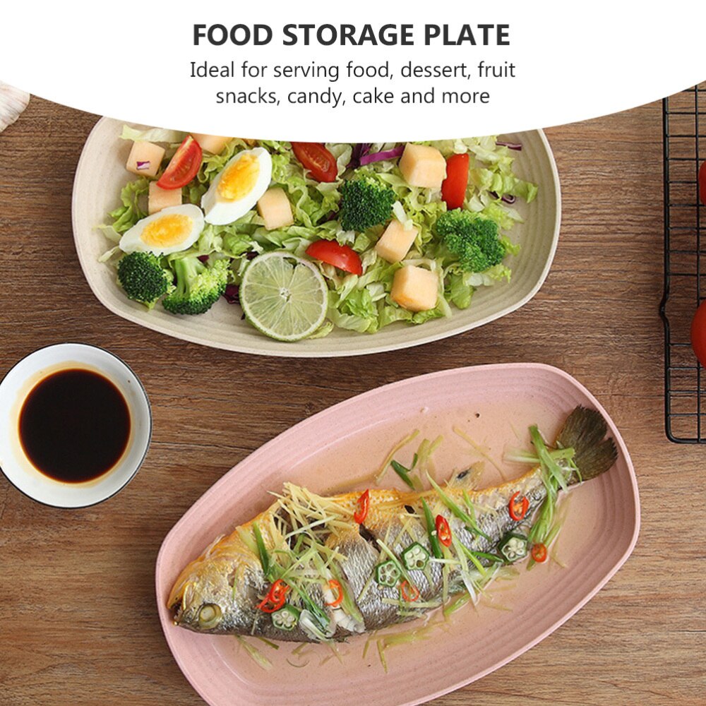 6pcs Food Plates Oval Dessert Plates Fruit Plates Grandado