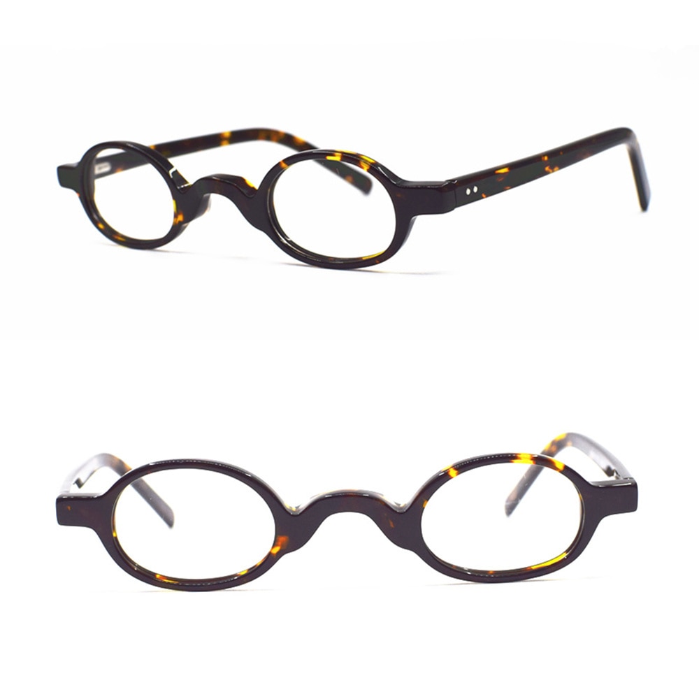 Vintage Super Small 37mm Spring Hinges Oval Acetate Eyeglass Frames Full Rim Men Women Optical Myopia
