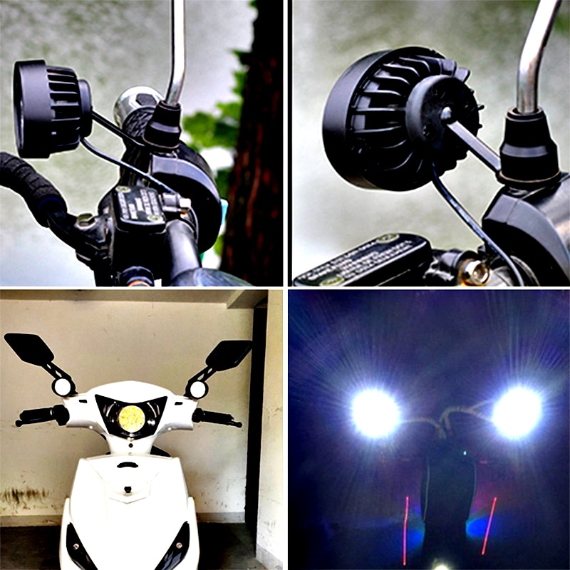 Faros LED de 12V para motocicleta, luces de espejo lateral de conducción para motocicleta, foco de trabajo con interruptor, 2 uds.