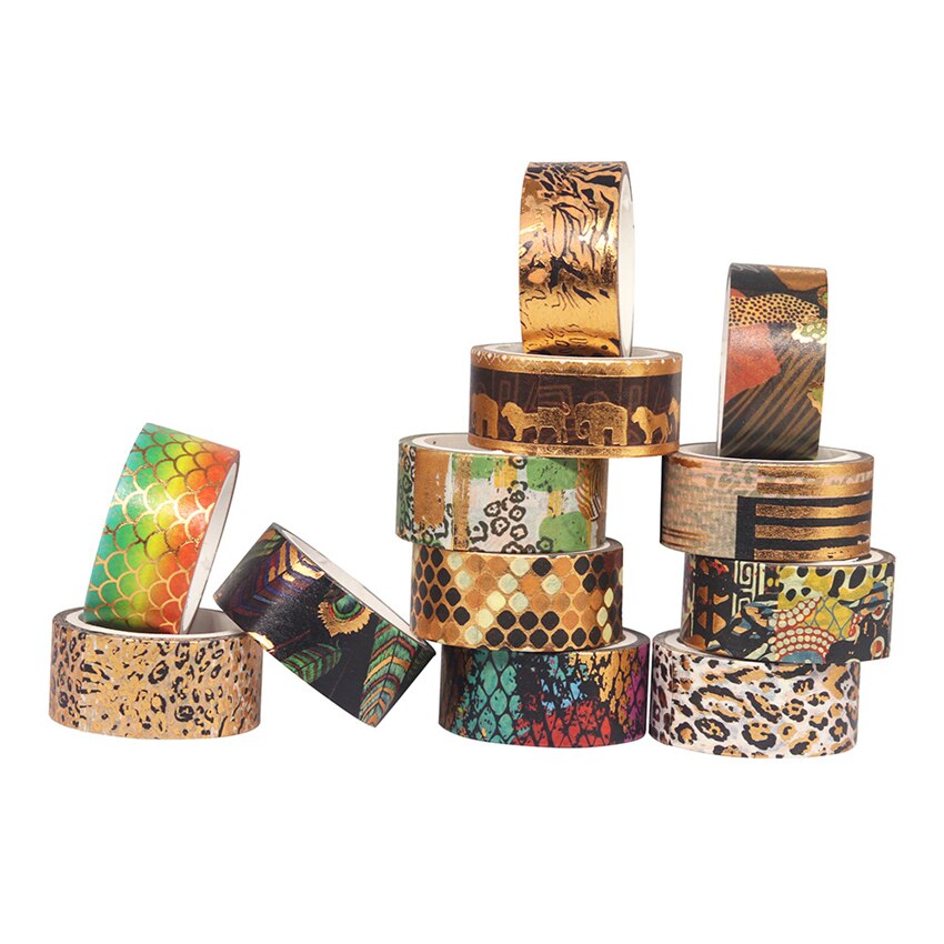 Washi Tape 12Rolls Washitape Set Bladgoud Masking Tape Dier Stickers Scrapbooking Briefpapier Papeleria Decoratieve Cinta Washi
