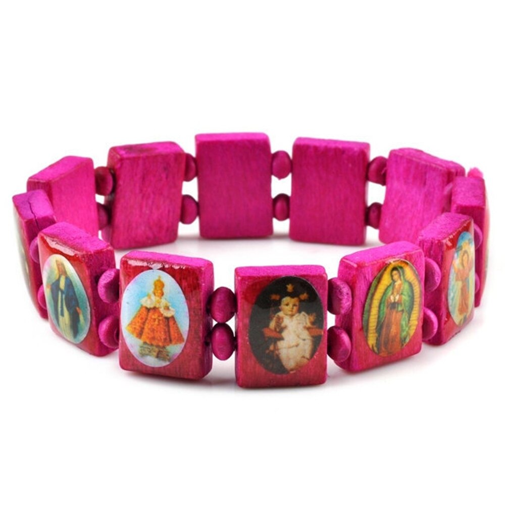 Pulseira de madeira de jesus grande-16 cores-presentes para homens e mulheres