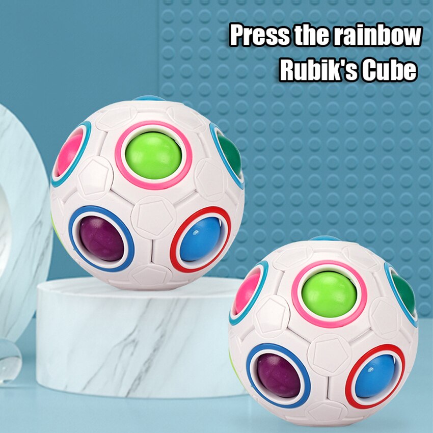 Speed Cube Magic Puzzle Ball Rainbow Fidget Toys Educational Stress Ball Puzzle Children Antistress Adult Stress Reliever