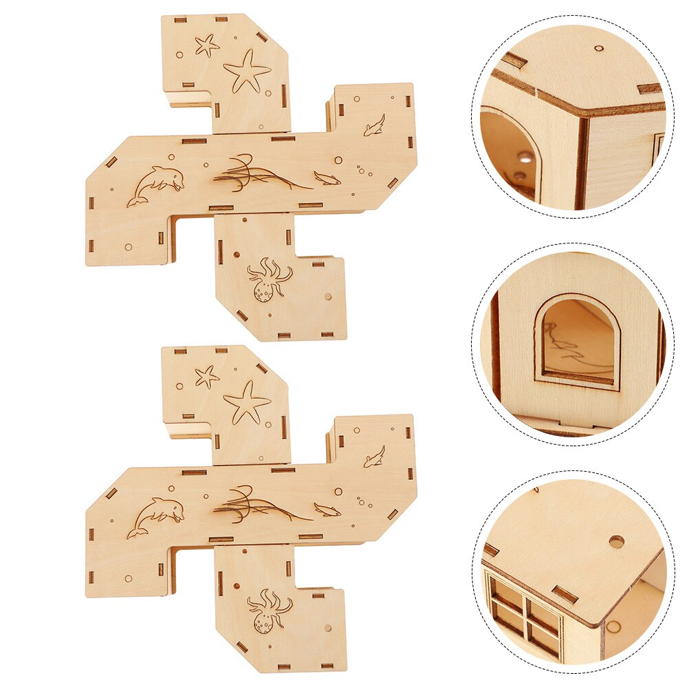 2pcs Wooden Hamster Tunnel Maze Pet Labyrinth Small Animals Exercising