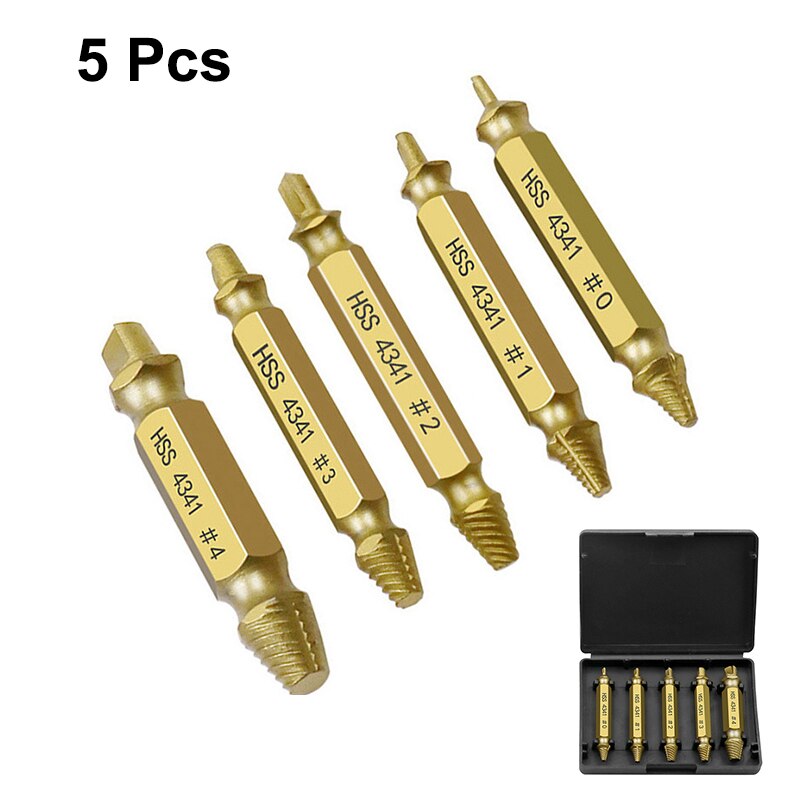 HHS Double Ended Screw Extractor Damaged Screw Extractor Drill Bit Extractor Drill Set Broken Speed Out Bolt Extractor Bolt Stud: 5pcs