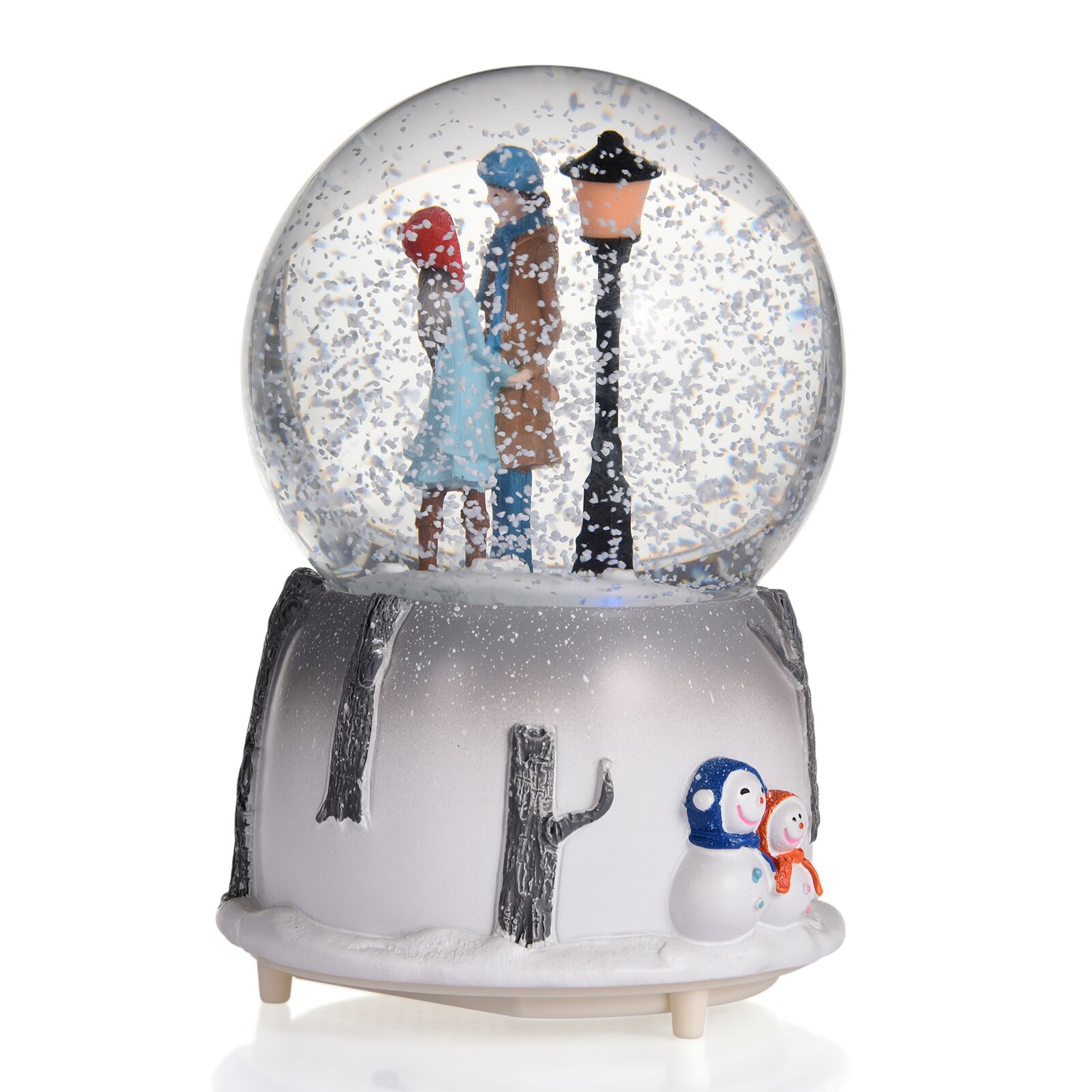 Crystal Ball Romantic Music Box Couple With Light Music Snowflake Rotate Birthday Valentines Day Wedding: Standing