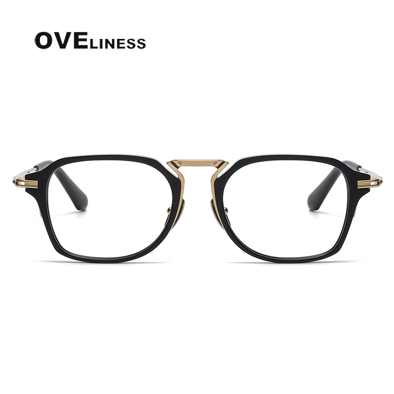 Montura de gafas de acetato de titanio 2025 para hombre, monturas de gafas graduadas cuadradas Vintage para mujer, gafas ópticas para hombre
