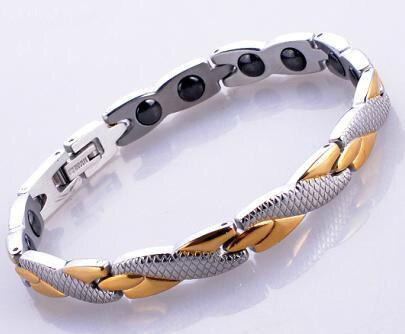 4 in 1 Bio 316L Rvs Gezondheid Energie Met Magnetische Steen Armbanden Armbanden power easy-haak neodymium armband unisex: gold silver