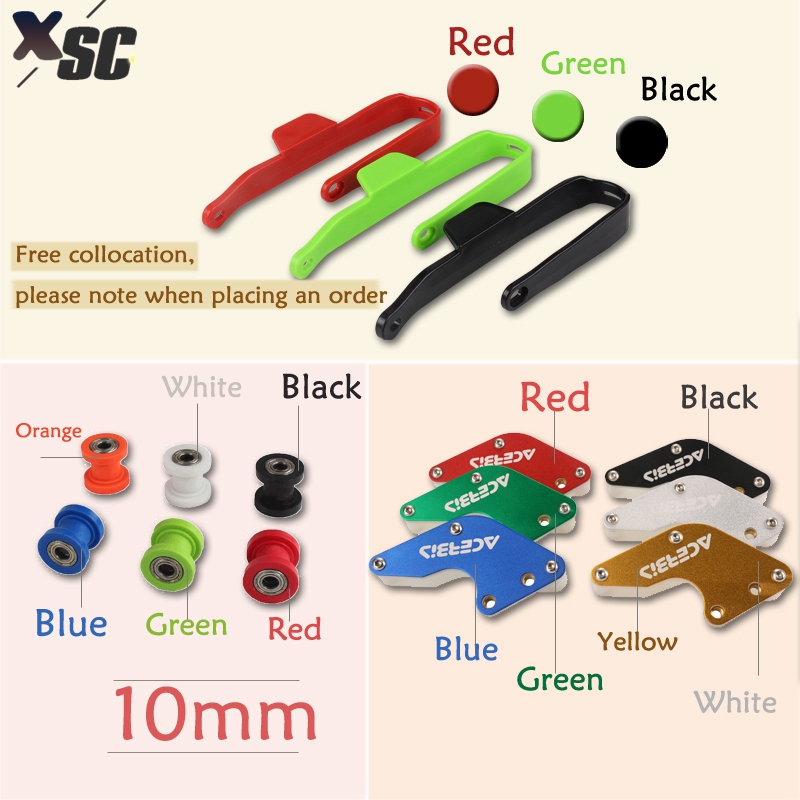 Motorcycle Swingarm Protection Chain Slider Rear Cover Chain Protector Guard Guide Roller Wheel Guard Set Pit Dirt Bike Racing: Yellow