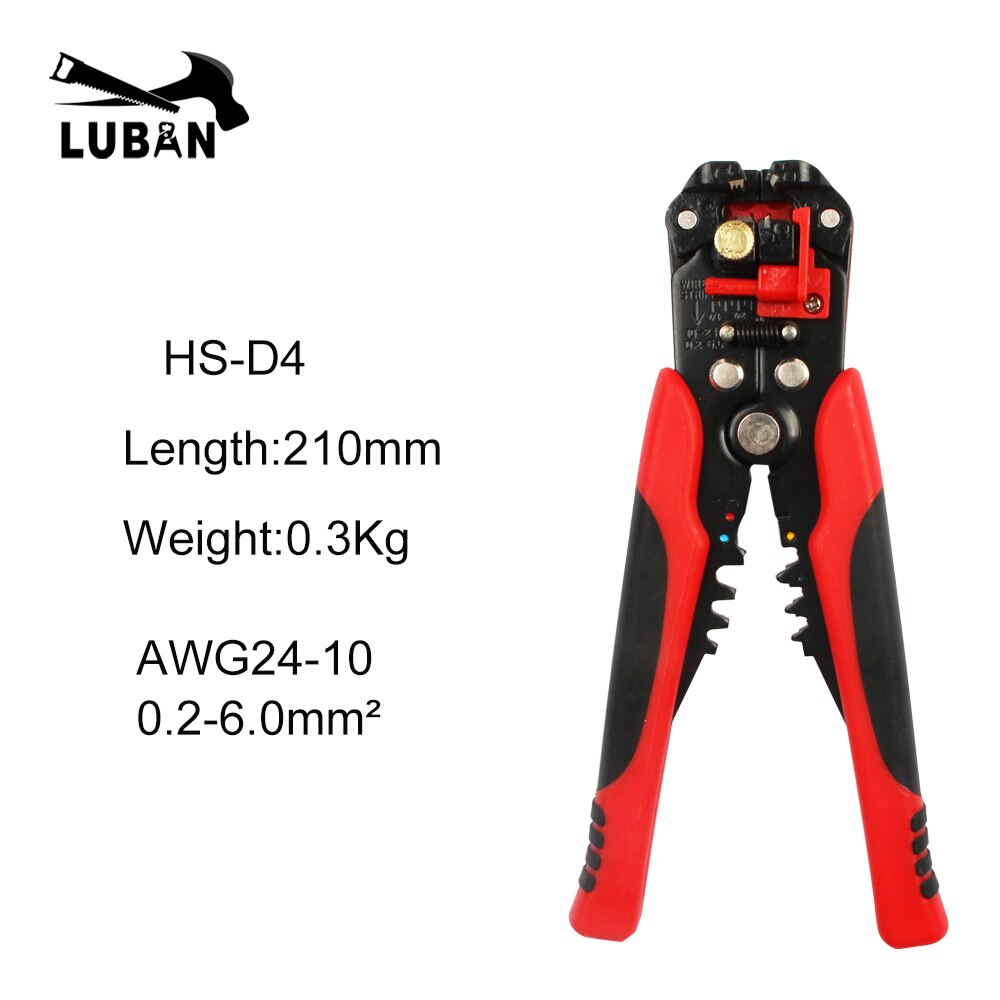 HS-D1 Cable Wire Stripper Cutter Crimper Automatic Multifunctional Terminal Crimping Stripping Plier Tools for connector: HS-D4 RED
