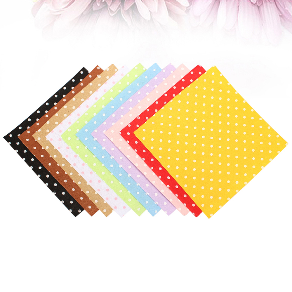 20Pcs 10 Colors DIY Non-woven Fabrics Dot Pattern Cloth DIY Craft Fabric for Kids Children (15x15cm)