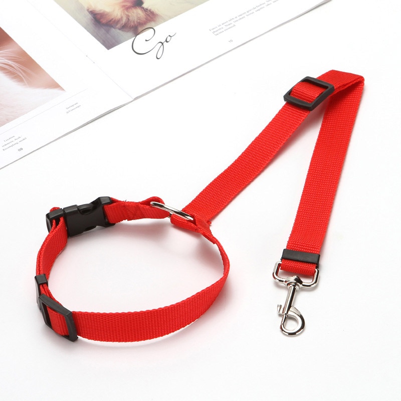 Universele Praktische Veiligheidsgordels Voor Honden Katten Ajustable Sterke Nylon Touw Leash Voor Autostoel Hoofdsteun Huisdier Outdoor Supply: Rood / 2.5cm width