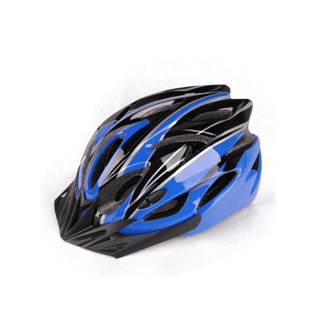 Adult Men Womens Bike Helmet Cycling MTB With Visor Mountain Shockproof Adjustable Fitting Bicycle Helmet: Blue Black
