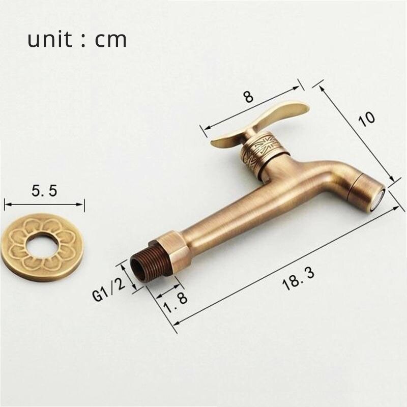 Vintage Massief Messing Kraan Badkamer Kranen Klassieke Wandmontage Wasmachine Kraan Voor Badkamer Keuken Toilet Balkon Commerciele Badkamer Toilet Gouden Draak Patroon
