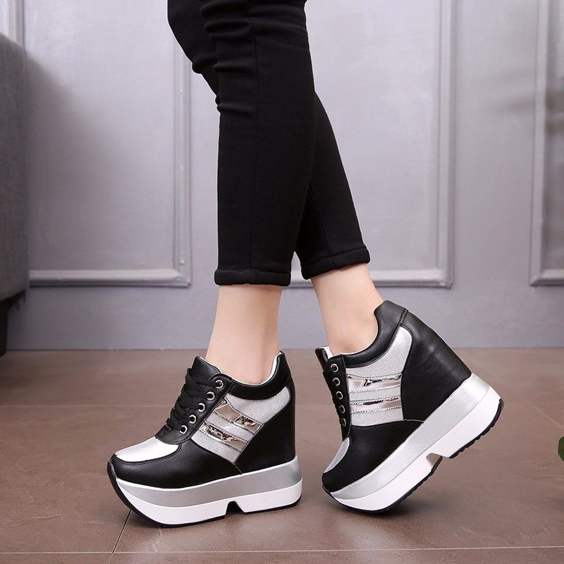 Herfst dames hoge platform schoenen hoogte verhogende casual schoenen 12 cm dikke zool sneakers ademende schoenen dames sneakers