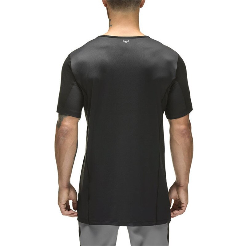 Sport herre t-skjorte fitness løpe-t-skjorter sportsklær gym treningsskjorter crossfit bodybuilding trening kortermet t-skjorte