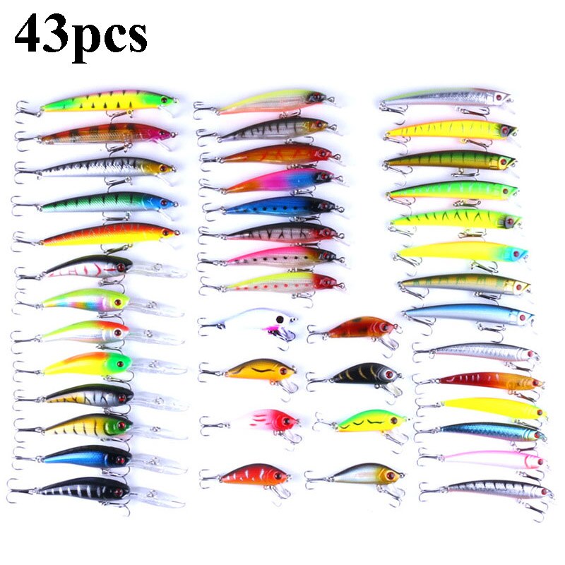 56pcs/pack Mixed Fishing Lure Bait Set Wobbler Crankbaits Swimbait Minnow Hard Baits Spiners Carp Artificial Fishing Tackle