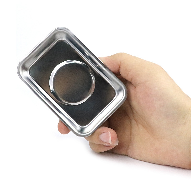 1Pc Magnetic Tray Stainless Steel Circular Square Screw Tray for Automotive Parts Suction Pad Absorb Dish Tools