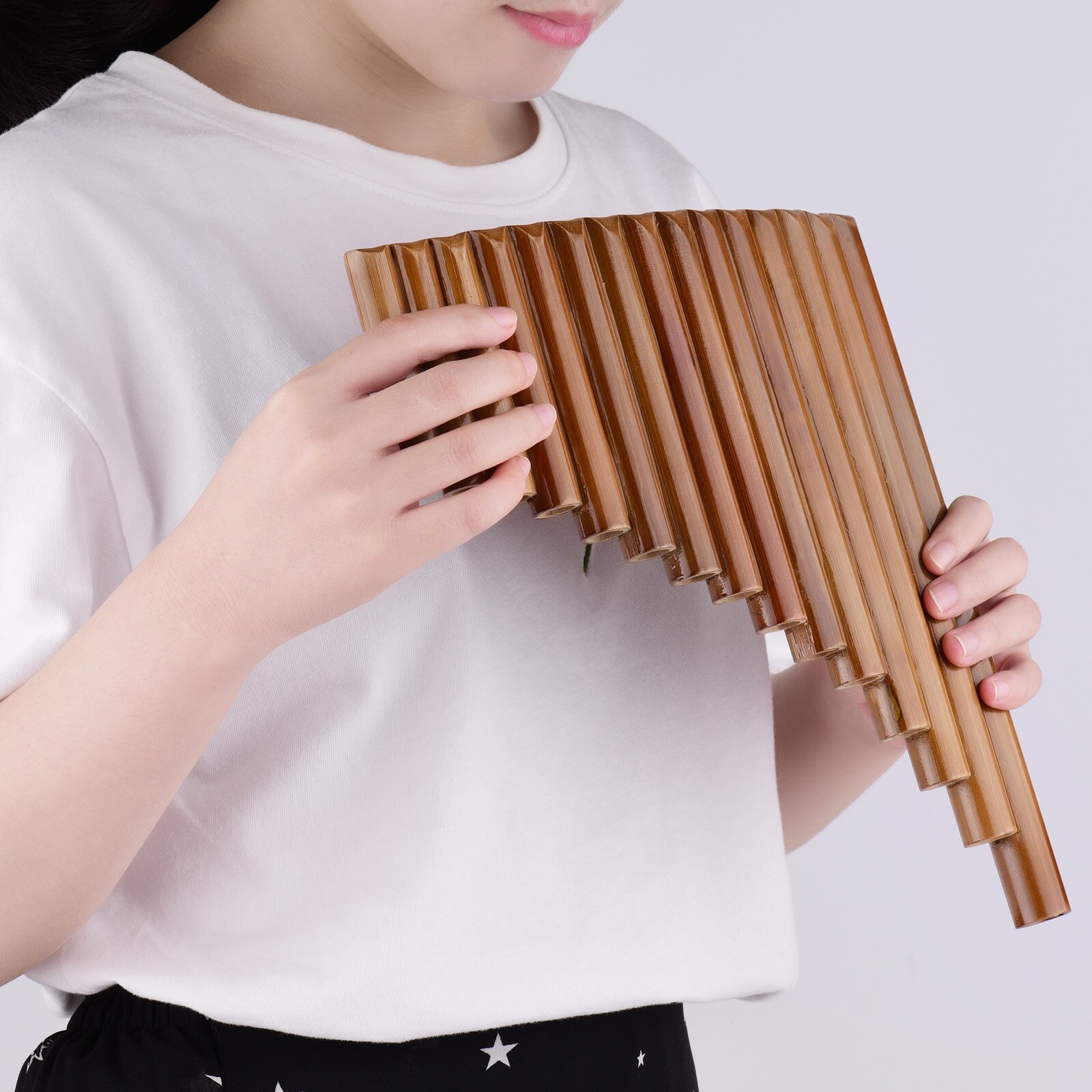 Muslady 15 Pijp Pan Fluit G Sleutel Pan Buizen Natuurlijke Bamboe Panpipes Chinese Traditionele Houtblazers Instrument Met Draagtas