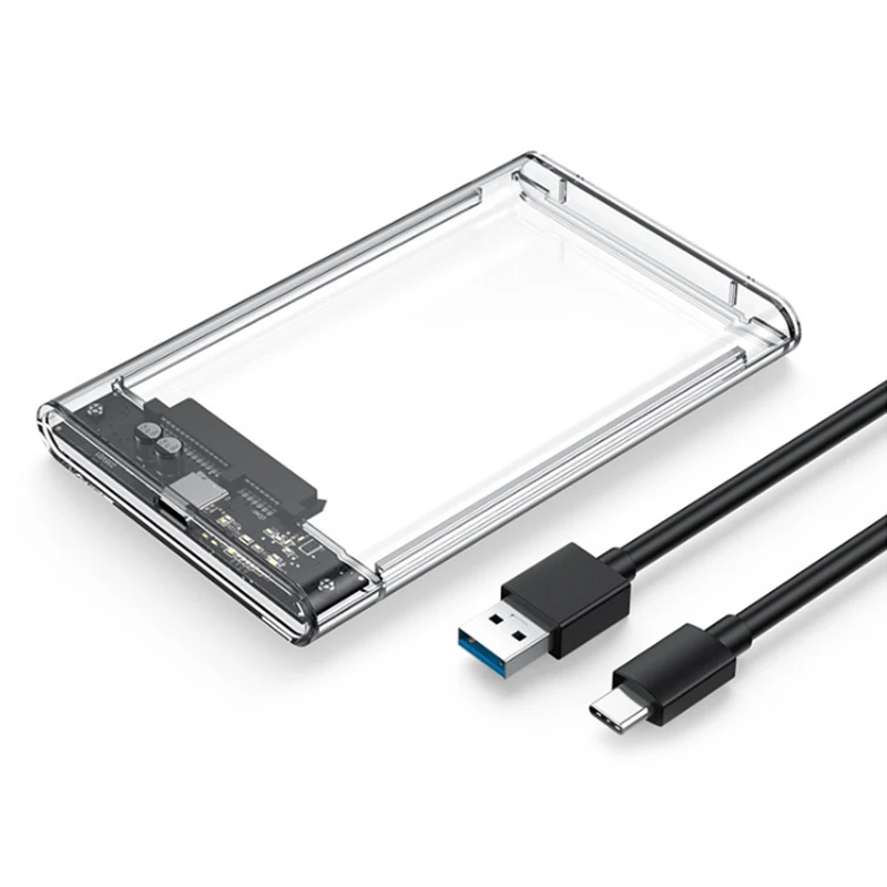 3.0/3.1 HDD Enclosure 2.5inch SATA SSD Hard Drive Case with 5Gbps Transfer Speed and Transparent Mobile External Housing: WHITE