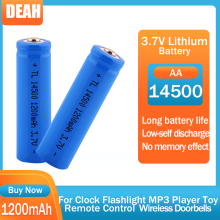 1-2pcs 14500 3.7V 1200mAh AA Lithium Rechargeable Battery For Toy LED Flashlight Remote Control Mouse Shaver AA Li ion Batteria