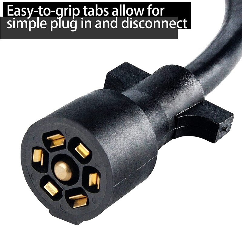 7 Way Plug Inline Trailer Cord &amp; 7 Gang Junction Box, 6 Feet Connector Cable Wiring Harness For RV Trailer Truck Camper