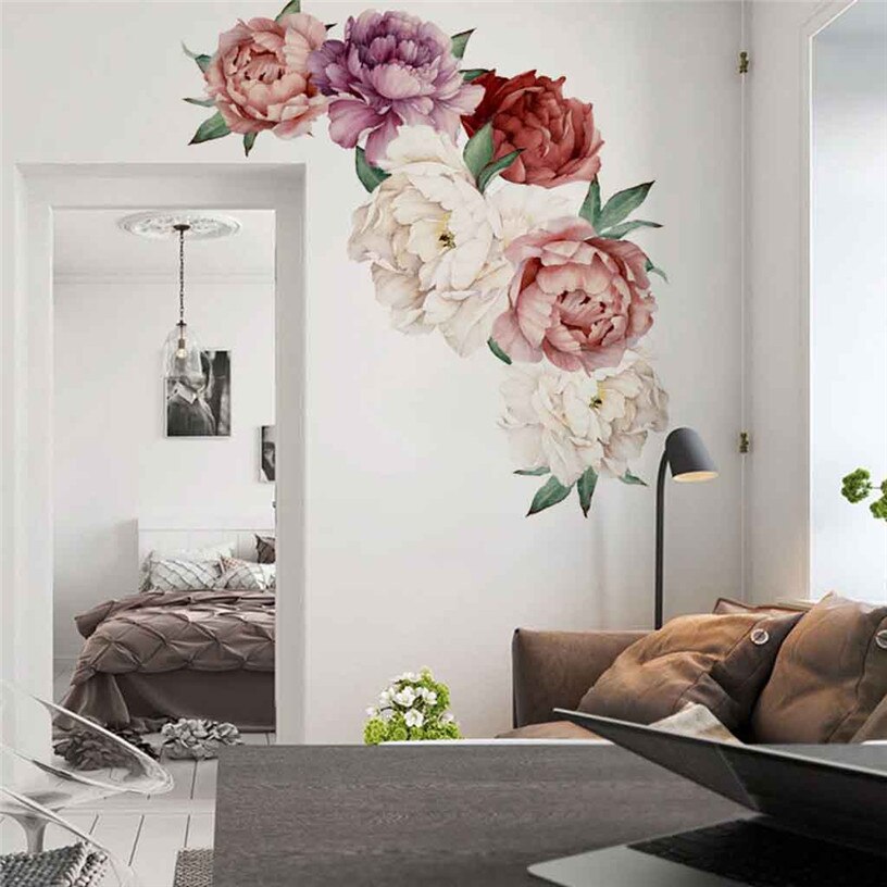 Peony Rose Bloemen Muursticker Art Nursery Decals Kinderkamer Interieur Decoratie Decals Behang Stickers Ju03